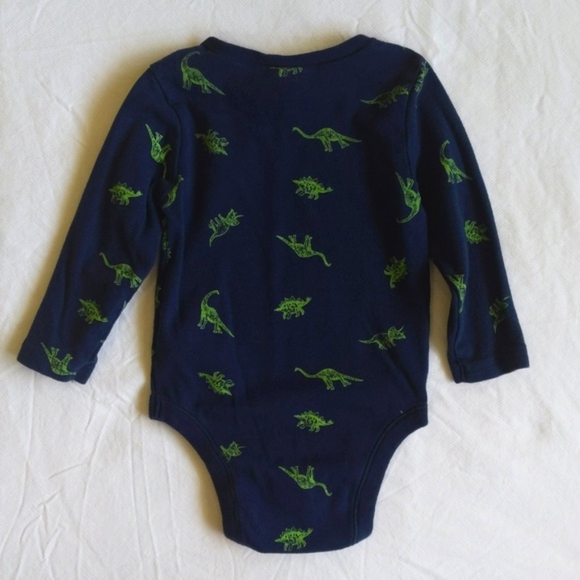 old navy dinosaur print long sleeve bodysuit diaper shirt 6-12 months baby boy - Picture 6 of 6